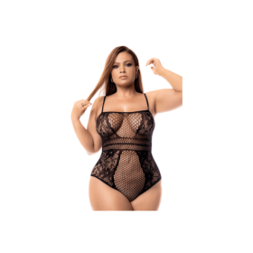 Body grande taille résille noire 